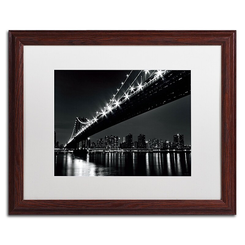 Trademark Fine Art WAP0113-W1620MF Manhattan Bridge by Katherine Gendreau 16x20 FRM Art, WHT MTD image 1