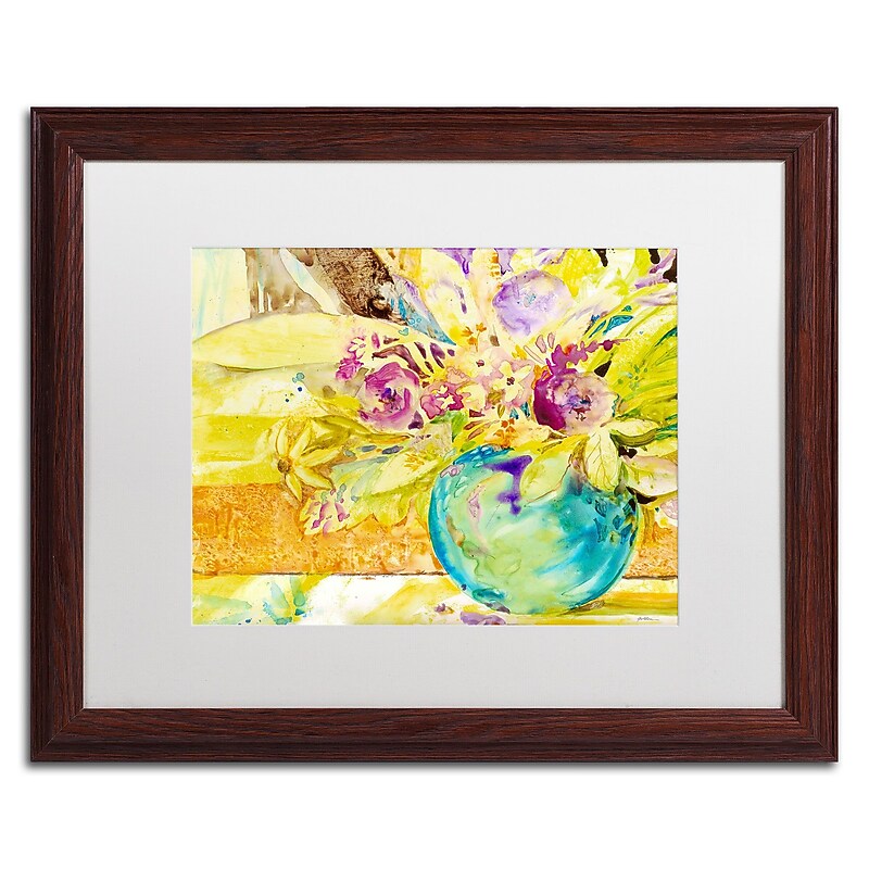 Trademark Fine Art SG5695-W1620MF "The Aqua Vase" by Sheila Golden 16" x 20" Framed Art, WHT MTD image 1
