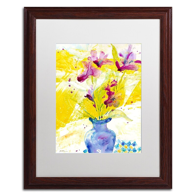 Trademark Fine Art SG5697-W1620MF Purple Blooms in Sunlight by Sheila Golden 20x16 FRM Art, WHT MTD image 1