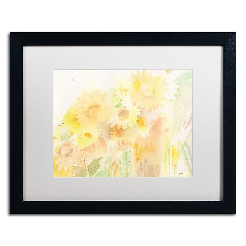 Trademark Fine Art SG5713-B1620MF "Amid Sunflowers" by Sheila Golden 16" x 20" Framed Art, WHT MTD image 1