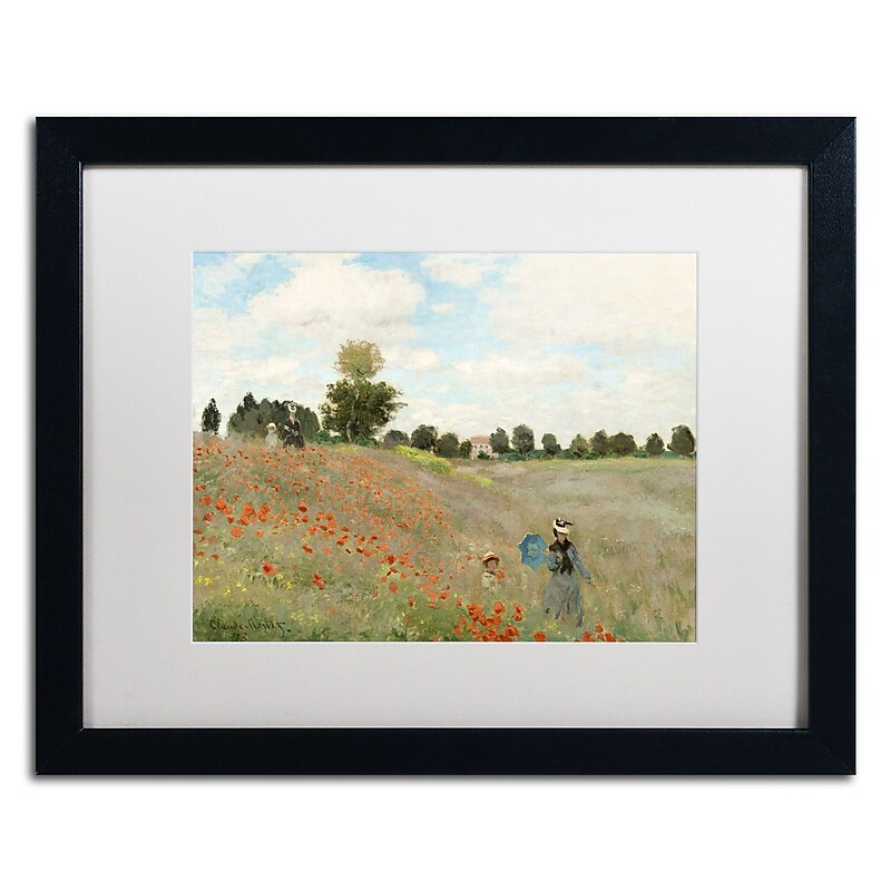 Trademark Fine Art Wild Poppies Near Argenteuil by Claude Monet 16x20 FRM Art, WHT MTD (BL0082-B1620MF) image 1