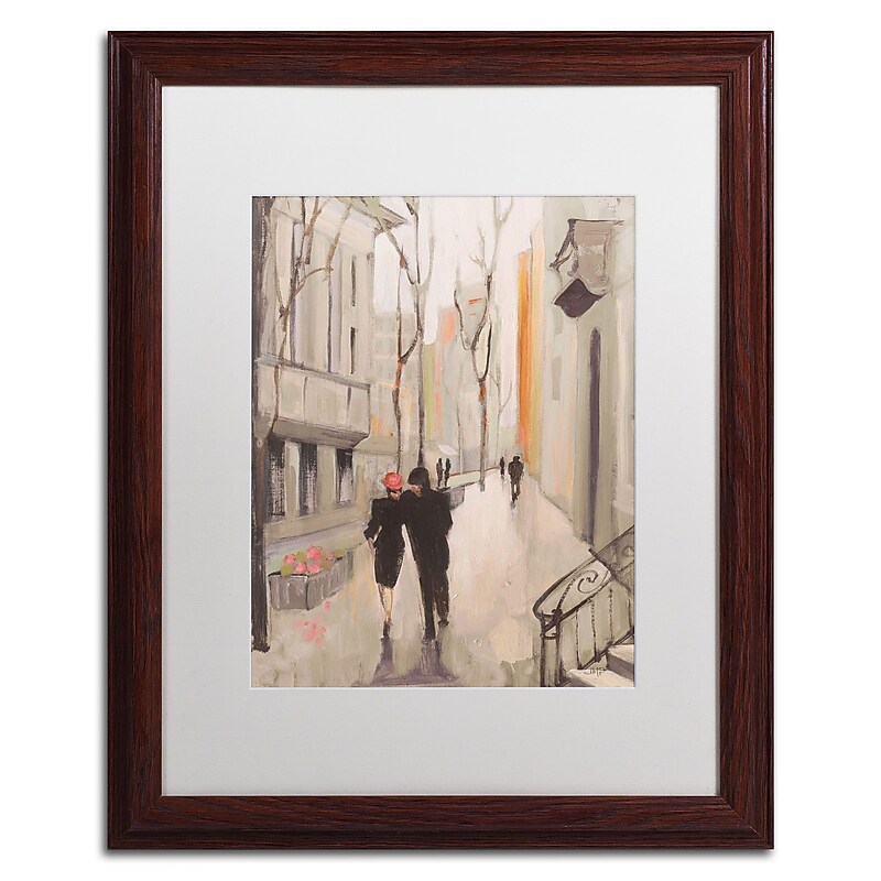 Trademark Fine Art Village Promenade Neutral by Julia Purinton 20x16 FRM Art, WHT MTD (WAP0112-W1620MF) image 1