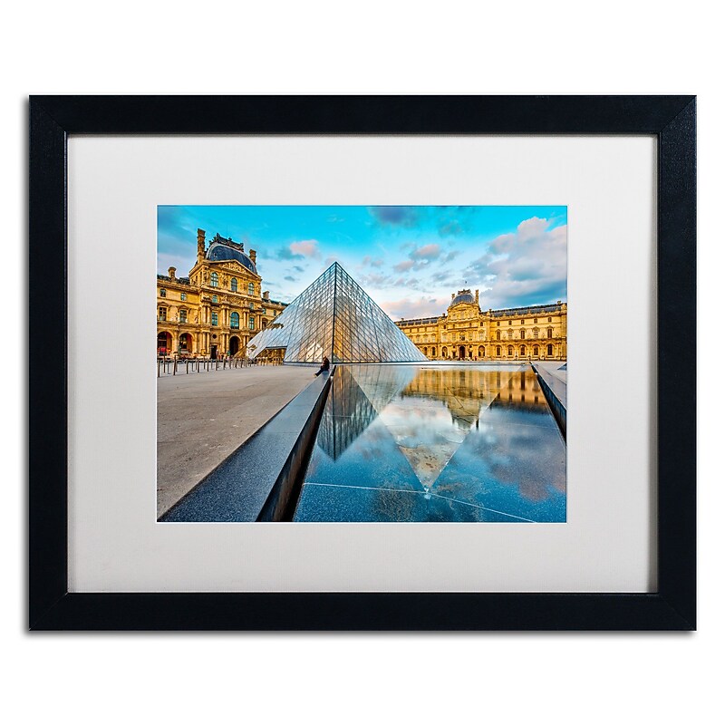 Trademark Fine Art RV0023-B1620MF "Symetrie du Louvre" by Mathieu Rivrin 16" x 20" FRM Art, WHT MTD image 1