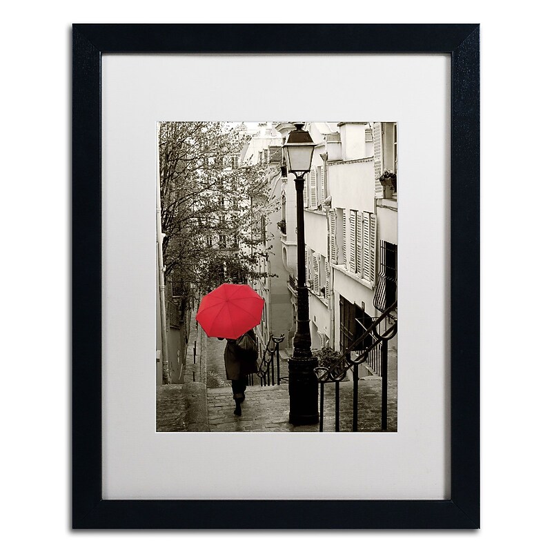 Trademark Fine Art WAP0133-B1620MF "Paris Stroll II" by Sue Schlabach 20" x 16" Framed Art, WHT MTD image 1