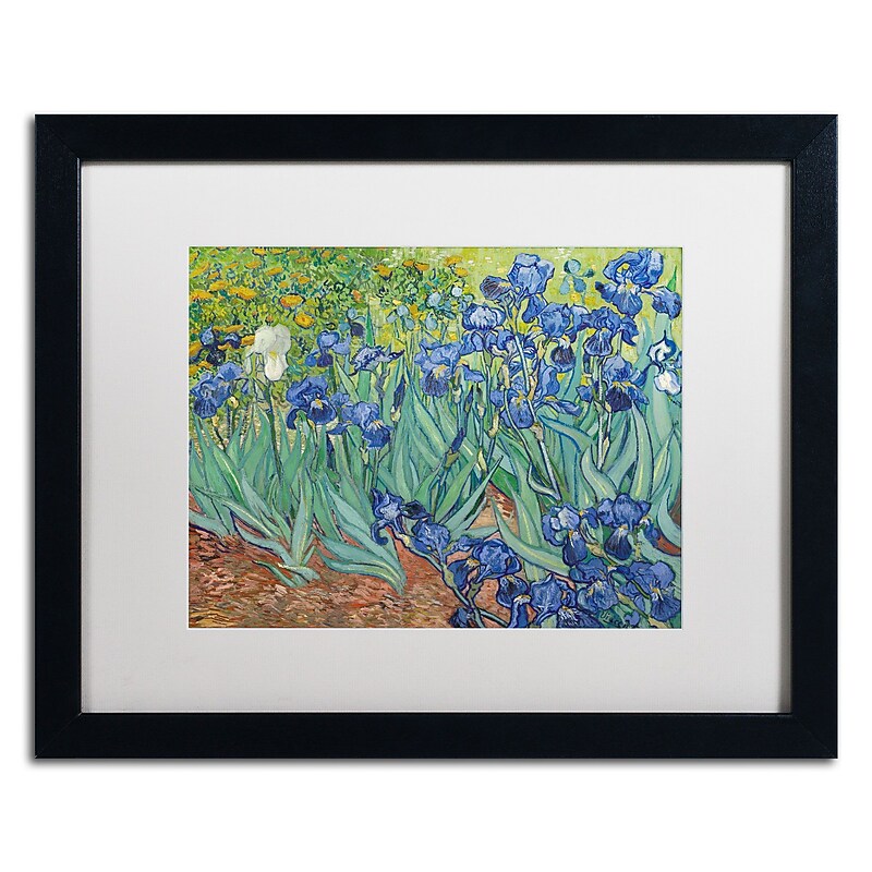 Trademark Fine Art BL0317-B1620MF "Irises, 1889" by Vincent van Gogh 16" x 20" Framed Art, WHT MTD image 1