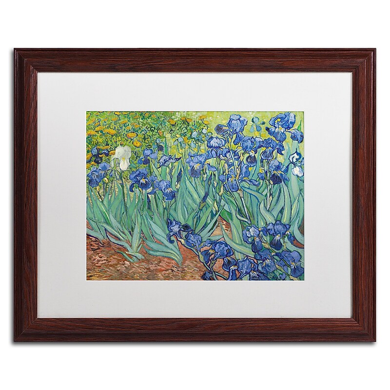 Trademark Fine Art BL0317-W1620MF "Irises, 1889" by Vincent van Gogh 16" x 20" Framed Art, WHT MTD image 1