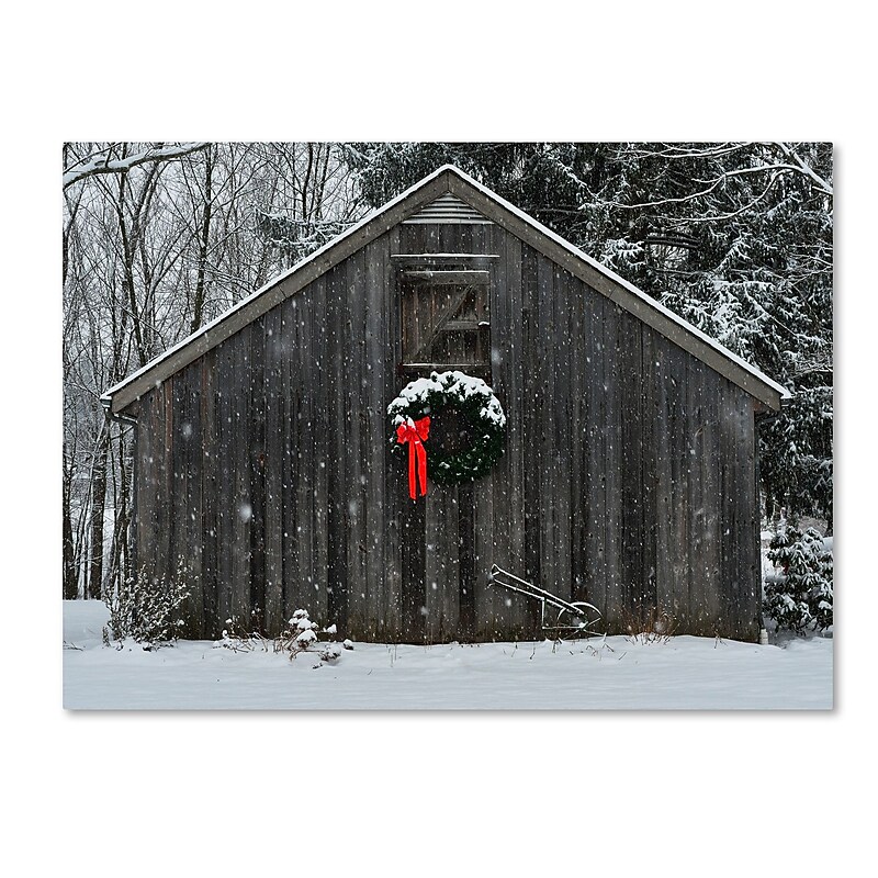 Trademark Fine Art KS0161-C3547GG "Christmas Barn in the Snow" by Kurt Shaffer 35" x 47" FRMLS Art image 1