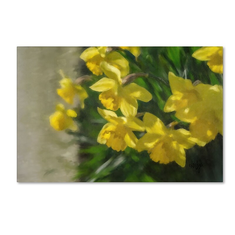 Trademark Fine Art LBR0246-C1624GG "Daffodils Peeking" by Lois Bryan 16" x 24" Frameless Art image 1