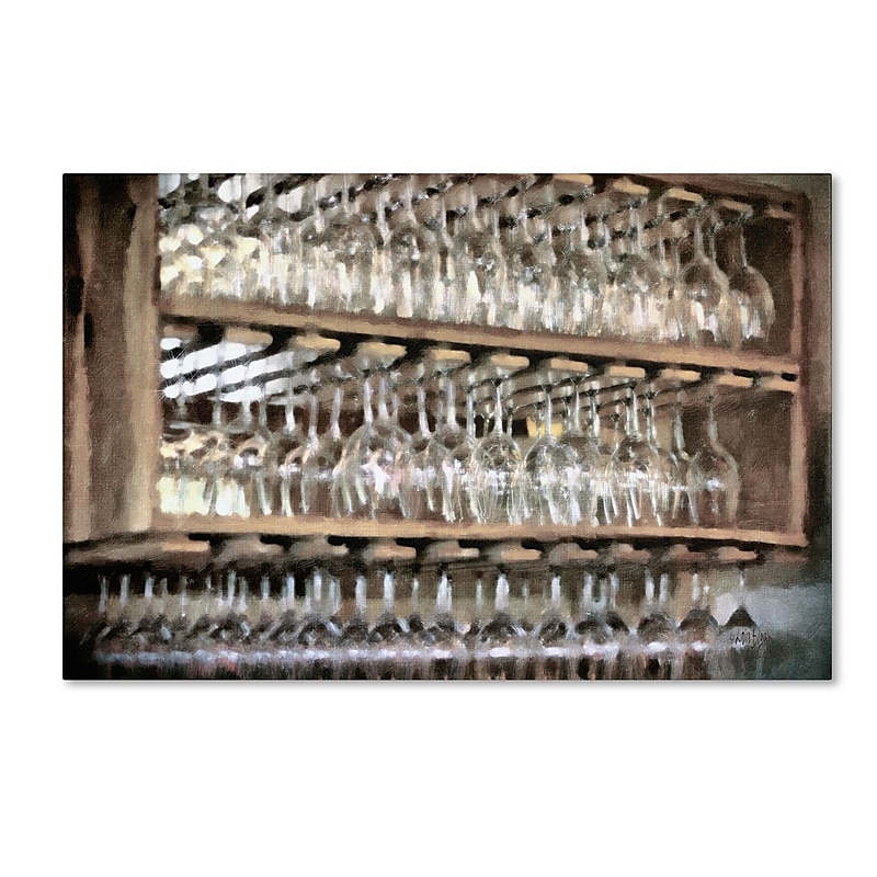 Trademark Fine Art Drinks on the House in Cool Neutrals by Lois Bryan 16x24 FRMLS Art image 1