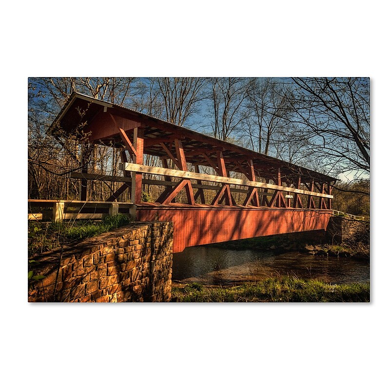 Trademark Fine Art LBR0288-C1624GG "The Colvin Covered Bridge" by Lois Bryan 16" x 24" Frameless Art image 1