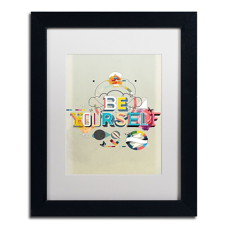 Trademark Fine Art ALI0603-B1114MF "Be Yourself" by Kavan & Co 14" x 11" Framed Art, White Matted image 1