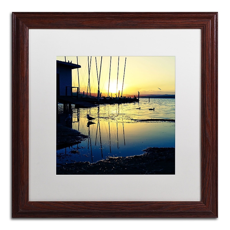 Trademark Fine Art Sunset Conversations by Beata Czyzowska Young 16x16 FRM Art, WHT MTD (BC0149-W1616MF) image 1