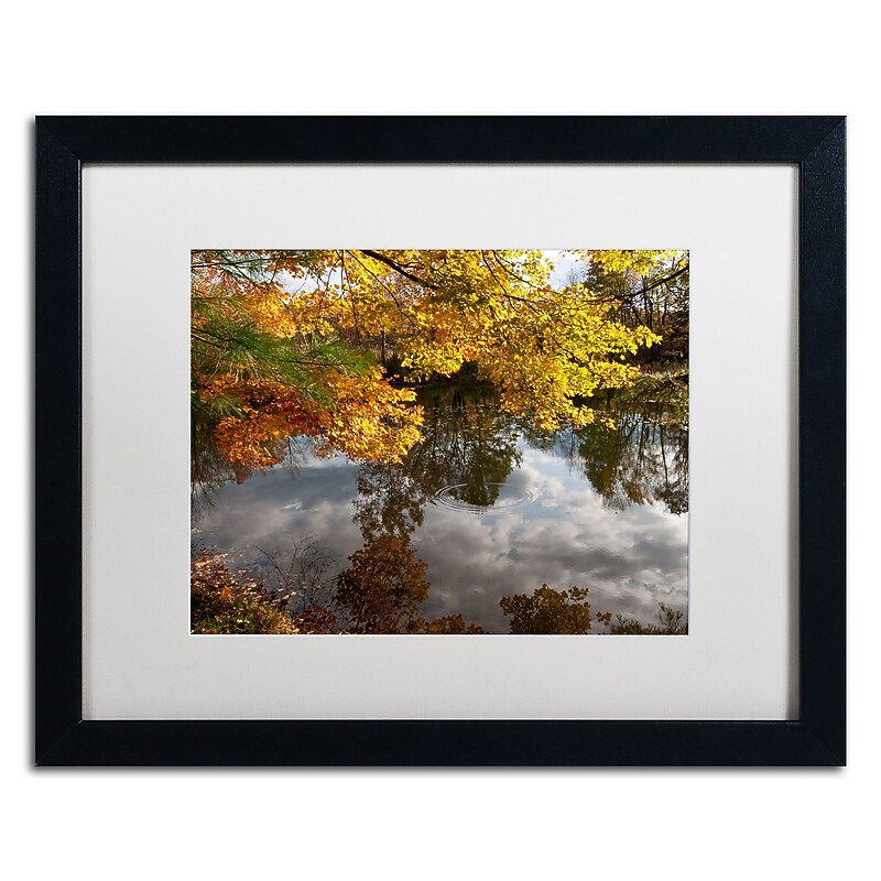 Trademark Fine Art KS0135-B1620MF "Kendal Lake Autumn" by Kurt Shaffer 16" x 20" Framed Art, WHT MTD image 1