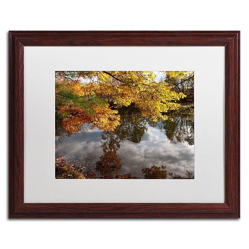 Trademark Fine Art KS0135-W1620MF "Kendal Lake Autumn" by Kurt Shaffer 16" x 20" Framed Art, WHT MTD image 1
