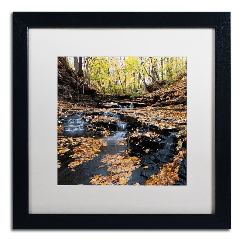 Trademark Fine Art KS0140-B1616MF "Lakeview Autumn Falls" by Kurt Shaffer 16" x 16" FRM Art, WHT MTD image 1