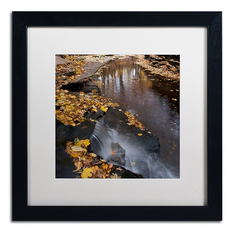 Trademark Fine Art Lakeview Autumn Waterfall #2 by Kurt Shaffer 16x16 FRM Art, WHT MTD (KS0141-B1616MF) image 1