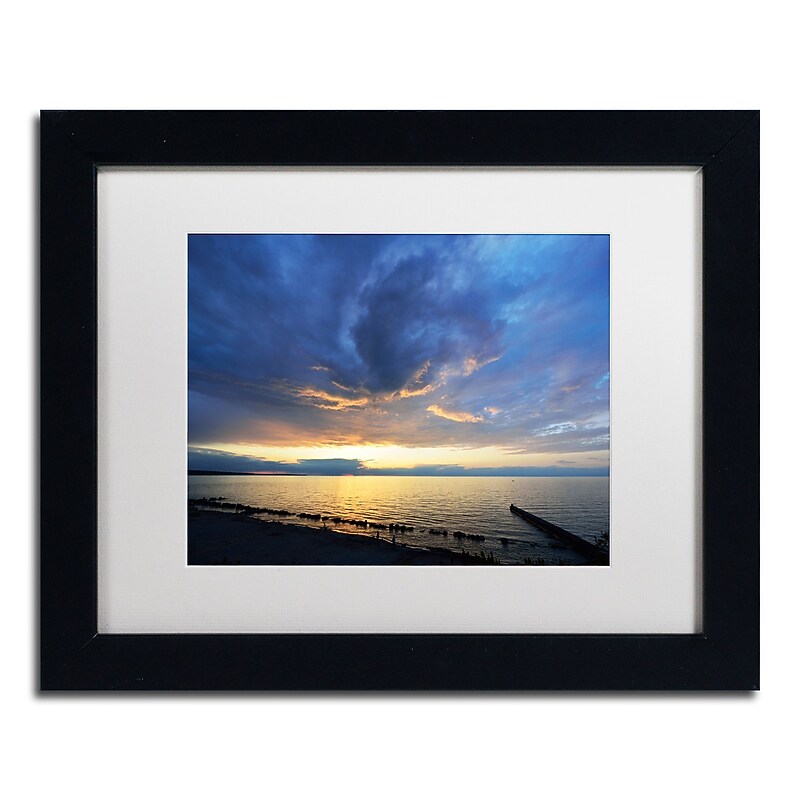 Trademark Fine Art KS0149-B1114MF Sweeping North Coast Sunset by Kurt Shaffer 11x14 FRM Art, WHT MTD image 1