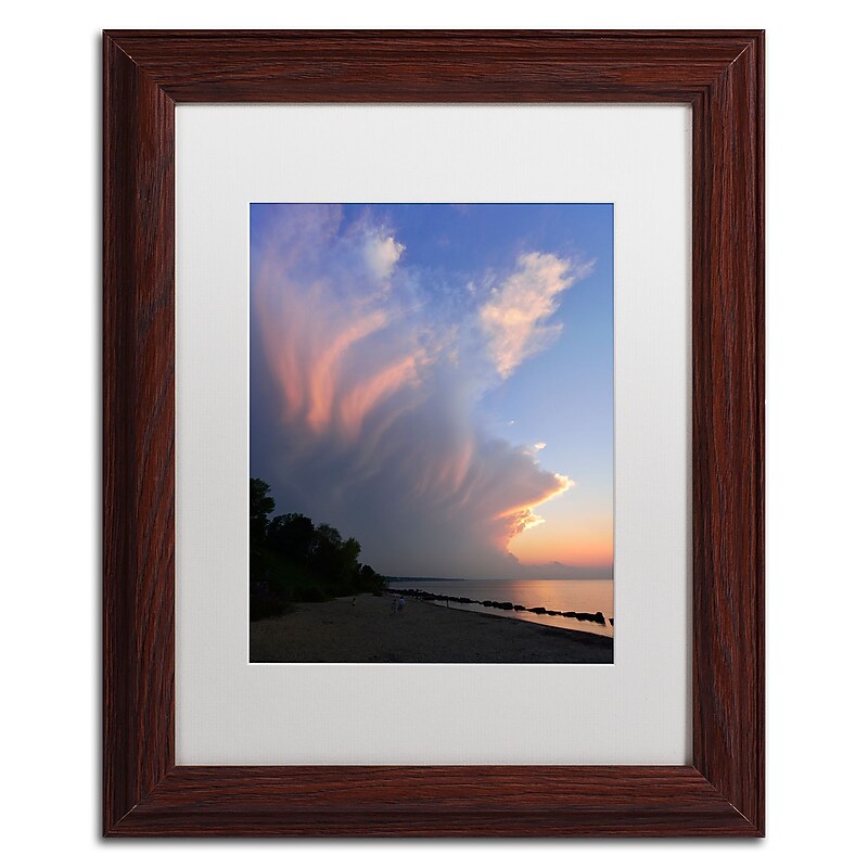 Trademark Fine Art KS0150-W1114MF Developing Sunset Storm by Kurt Shaffer 11x14 FRM Art, WHT MTD image 1