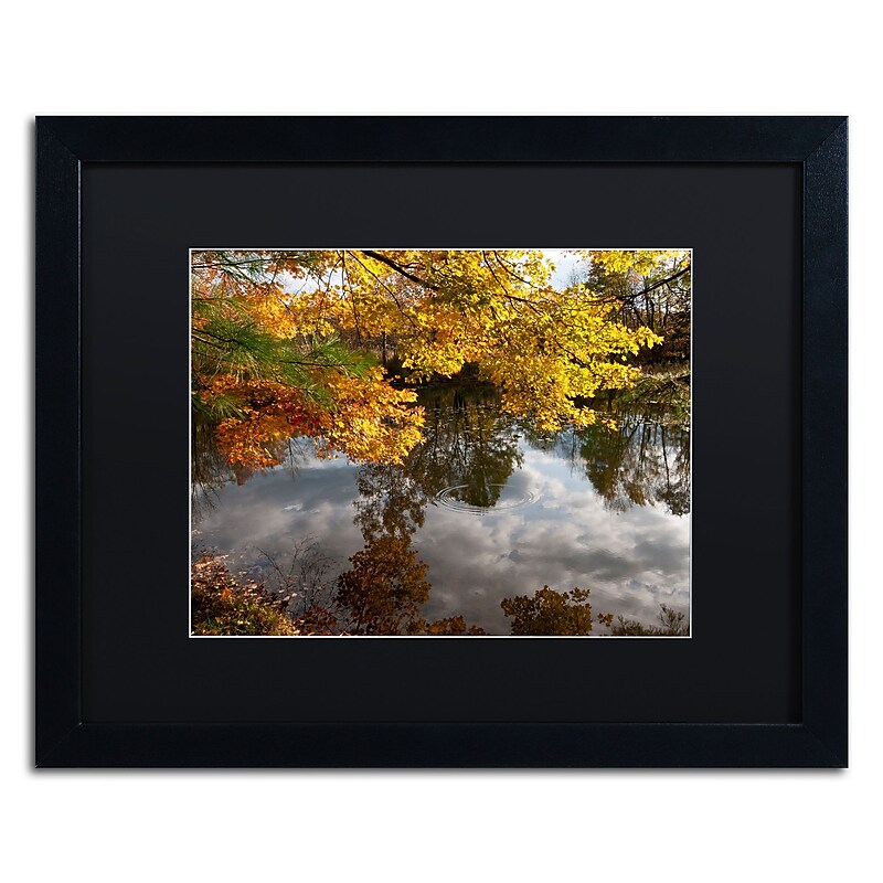 Trademark Fine Art KS0135-B1620BMF "Kendal Lake Autumn" by Kurt Shaffer 16" x 20" FRM Art, BLK MTD image 1