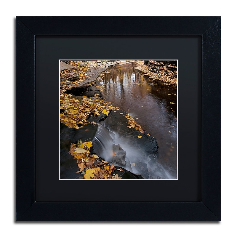 Trademark Fine Art Lakeview Autumn Waterfall #2 by Kurt Shaffer 11x11 FRM Art, BLK MTD (KS0141-B1111BMF) image 1