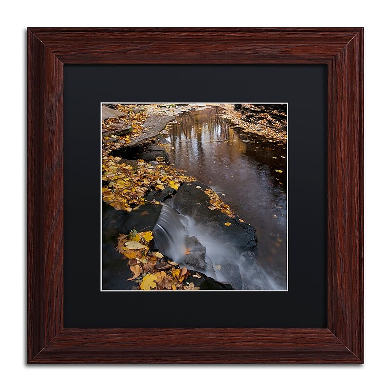 Trademark Fine Art Lakeview Autumn Waterfall #2 by Kurt Shaffer 11x11 FRM Art, BLK MTD (KS0141-W1111BMF) image 1