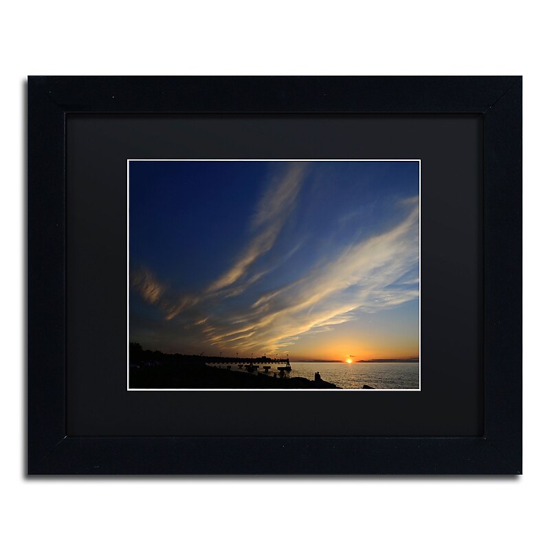 Trademark Fine Art KS0154-B1114BMF "Sweeping Sunset" by Kurt Shaffer 11" x 14" Framed Art, BLK MTD image 1