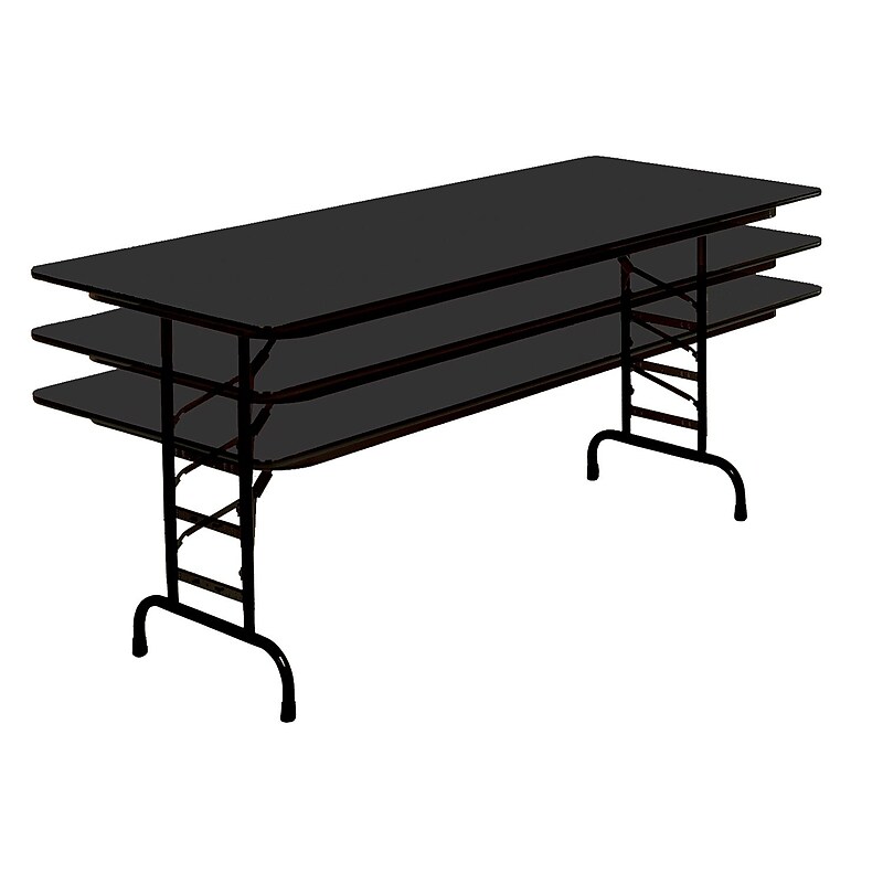Correll 72-inch Metal, Particle Board & Laminate Adjustable Folding Table, Black Granite image 1