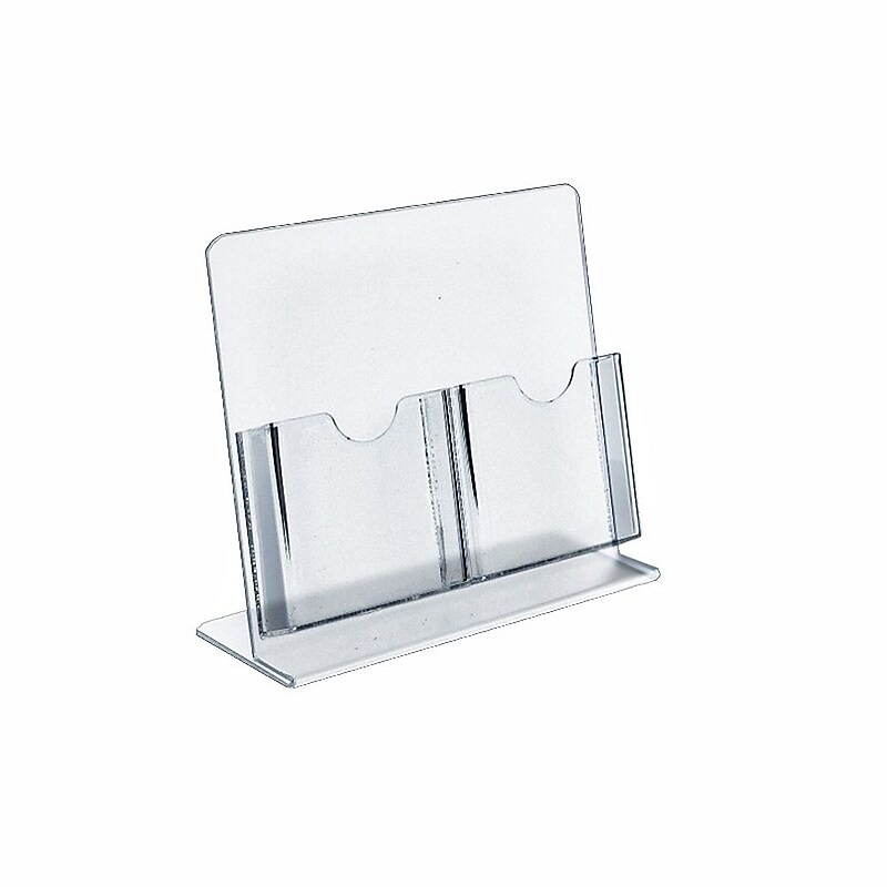 Azar Brochure Holder, 9" x 8.5", Vertical, Table Top, Clear, Acrylic, 2/Pack (222975-2 PACK) image 1