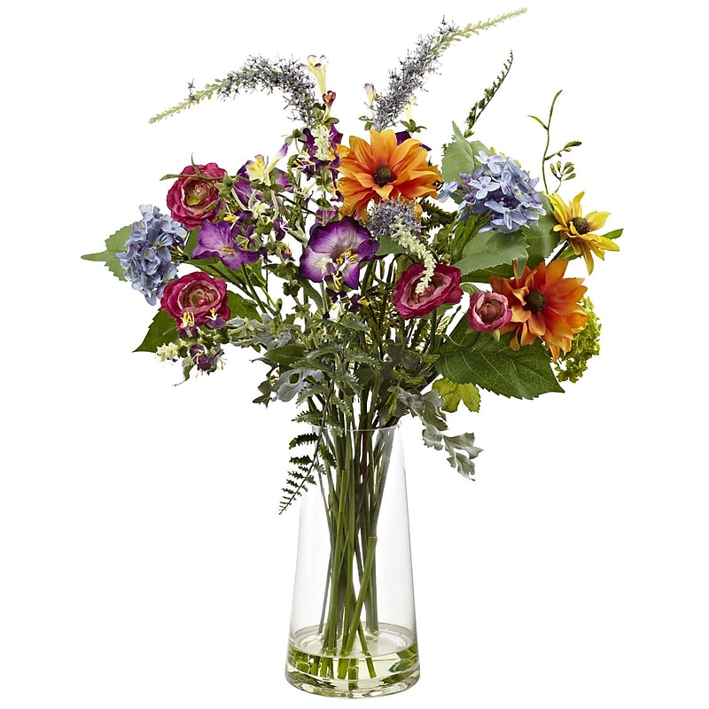 Nearly Natural 4822 Spring Garden Floral With Vase 24 x 17 inch, Multi Colo image 1