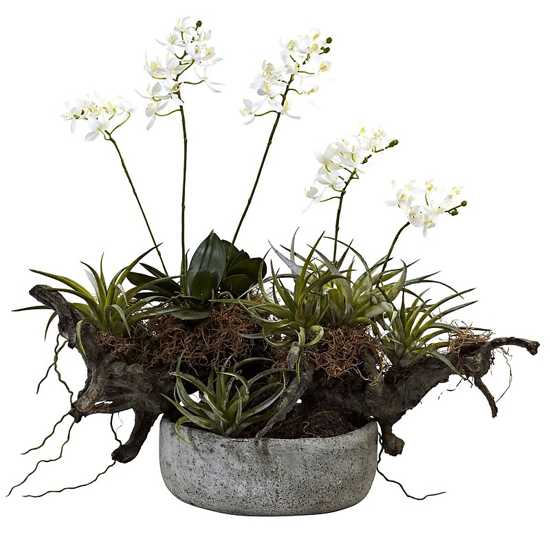 Nearly Natural 4839 Succulent Garden Floral Arrangement 20 x 22-inch White image 1