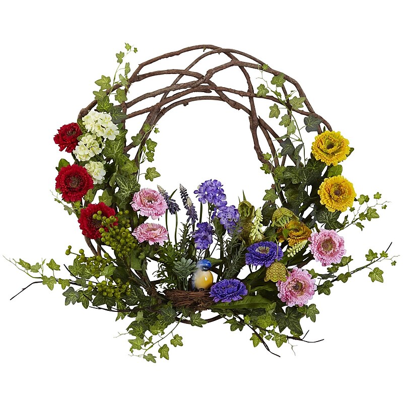 Nearly Natural 4988 Spring Floral Wreath 22 inch, Multi Color image 1