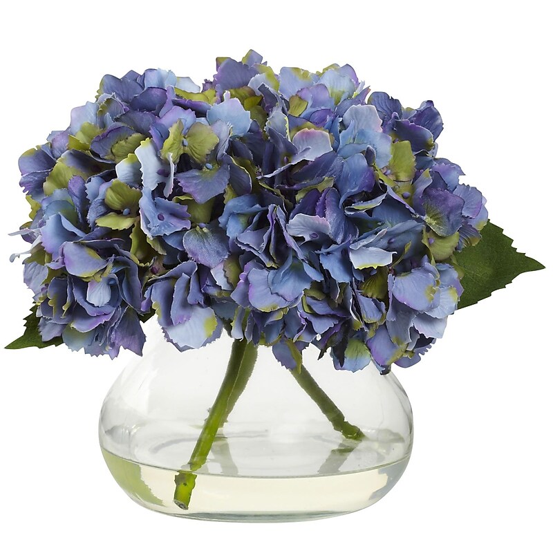 Nearly Natural 1356-BL Blooming Hydrangea with Vase, Blue image 1