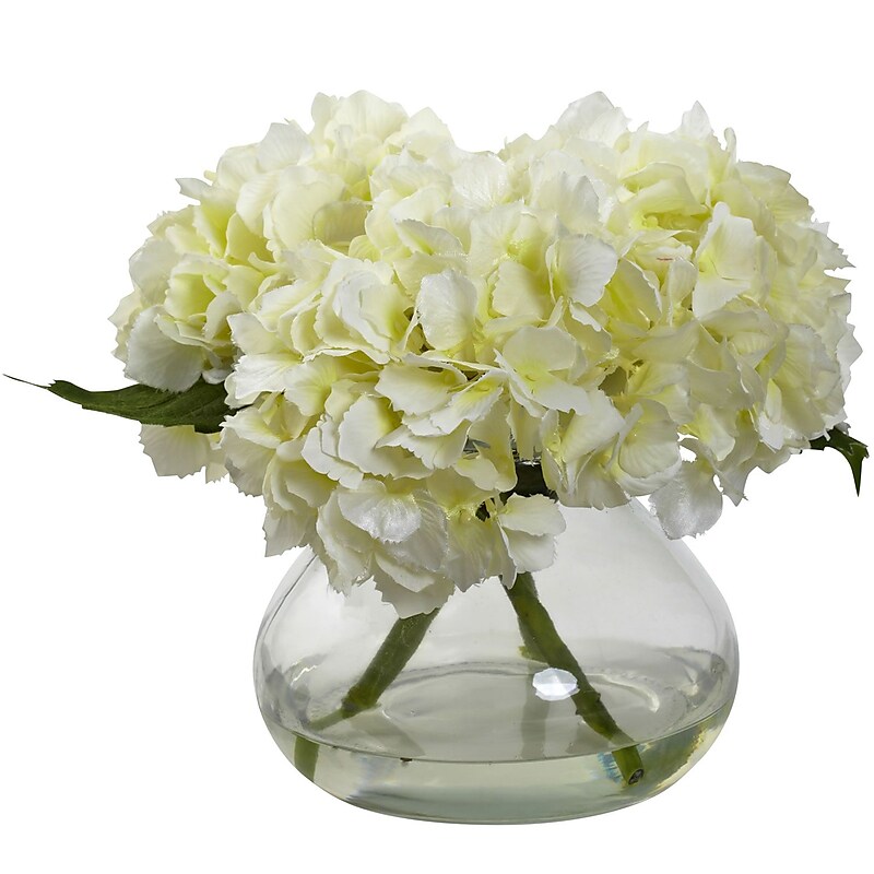 Nearly Natural 1356-CR Blooming Hydrangea with Vase, Cream image 1