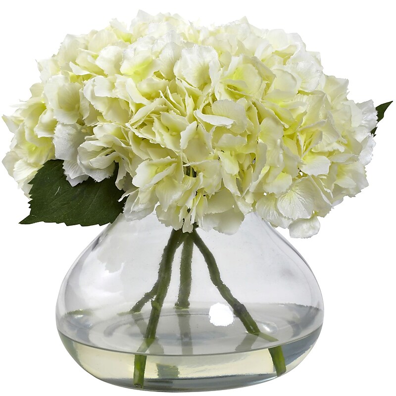 Nearly Natural 1357-CR Large Blooming Hydrangea with Vase, Cream image 1