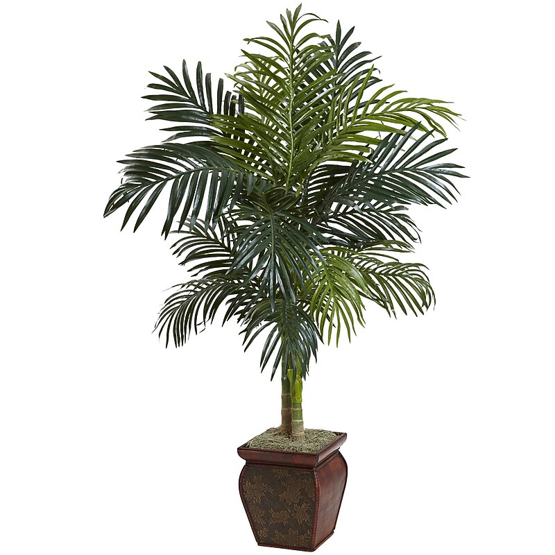 Nearly Natural 5937 Cane Palm with Decorative Container 54 x 40 inch, Multi image 1