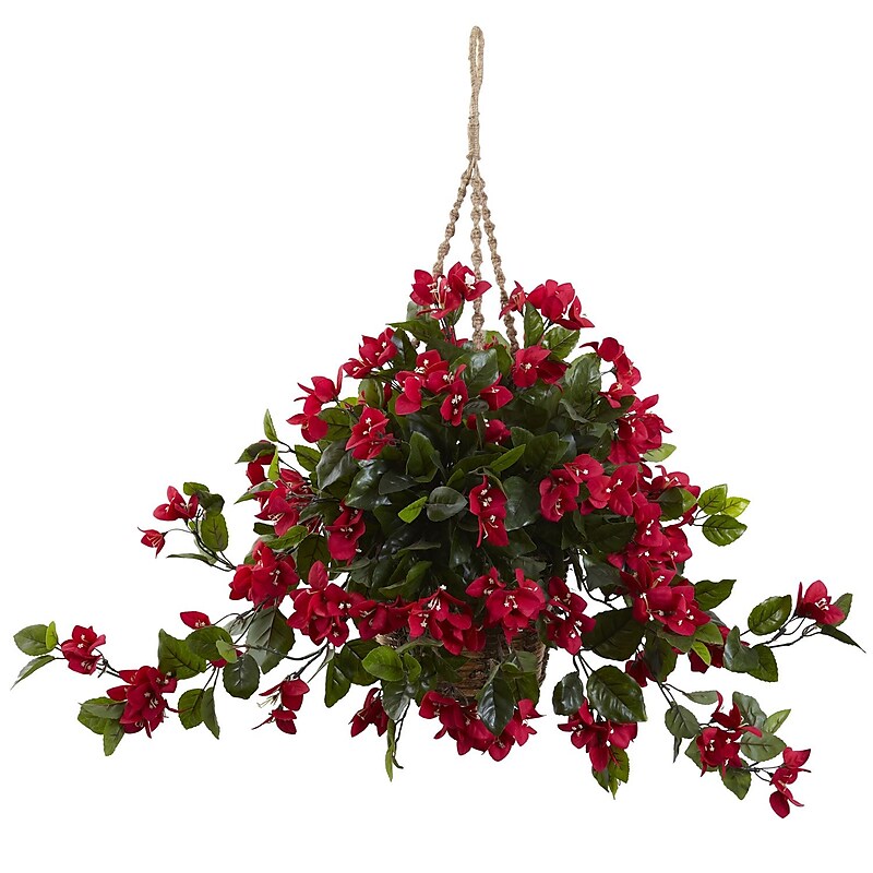 Nearly Natural 6845-RD Bougainvillea Hanging Basket Red image 1