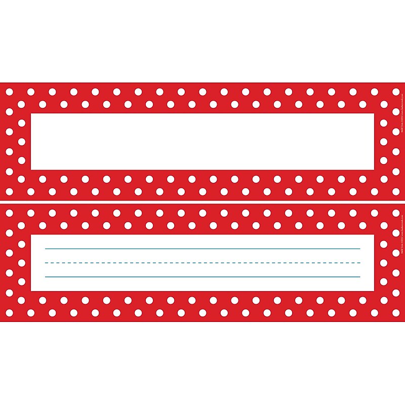Barker Creek Red & White Dots School Name Plates, 12" x 3.5", 36/Pack (LL1429) image 1