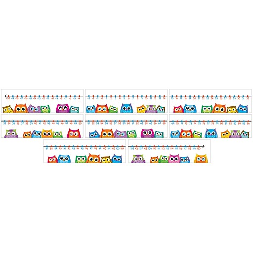 CarsonDellosa Colorful Owls Number Line Bulletin Board Set, 8 Pieces
