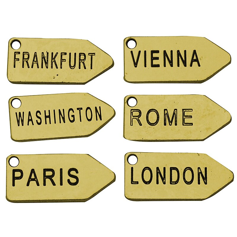 FabScraps Embellishment Travel Tags Brass 0.75 x 1.75 inch image 1
