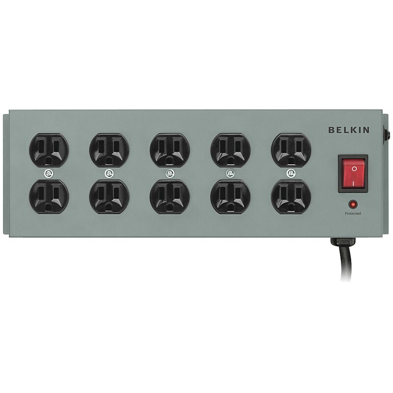 Belkin® Metal Surgemaster® Surge Protector, 10-Outlet, Gray image 1