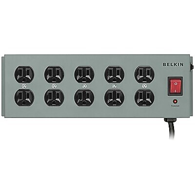 Belkin Metal Surgemaster Surge Protector, 10-Outlet, Gray Simolary simolary.com