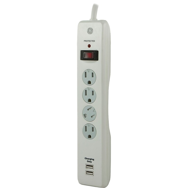 GE 4 Outlet Surge Protector, 3' Cord, 450 Joules (14090) image 1