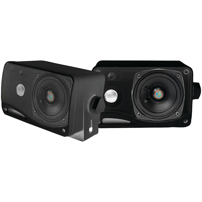 Pyle PLMR24 Hydra 3 1/2" 3-Way Weather Proof Mini Box Speaker System, 200 Watt, Black image 1
