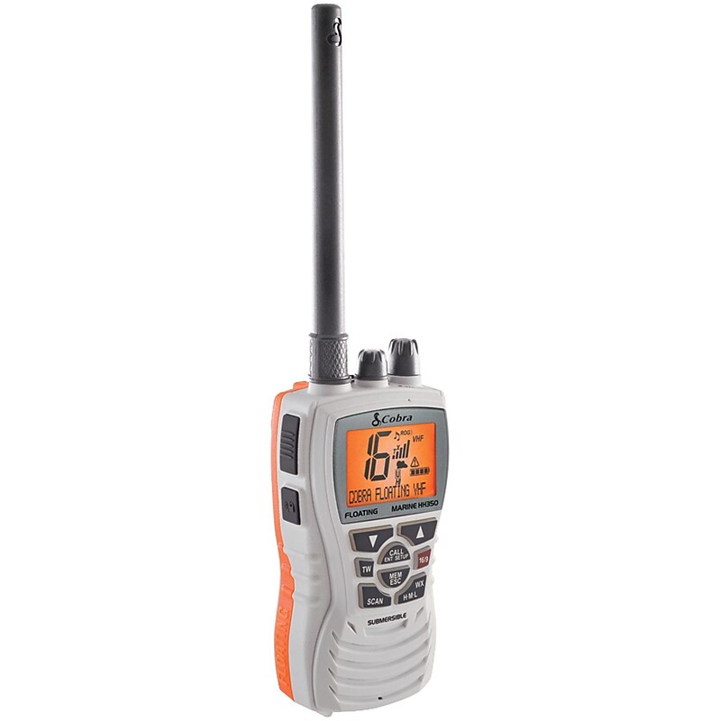 Cobra MR HH350 W FLT Marine 6W Handheld Floating VHF Radio, White (SCBRHH350WFLT) image 1