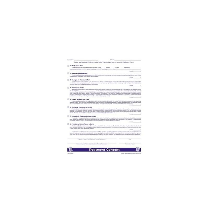 Medical Arts Press® Dental Treatment Consent Form; 1-Sided image 1