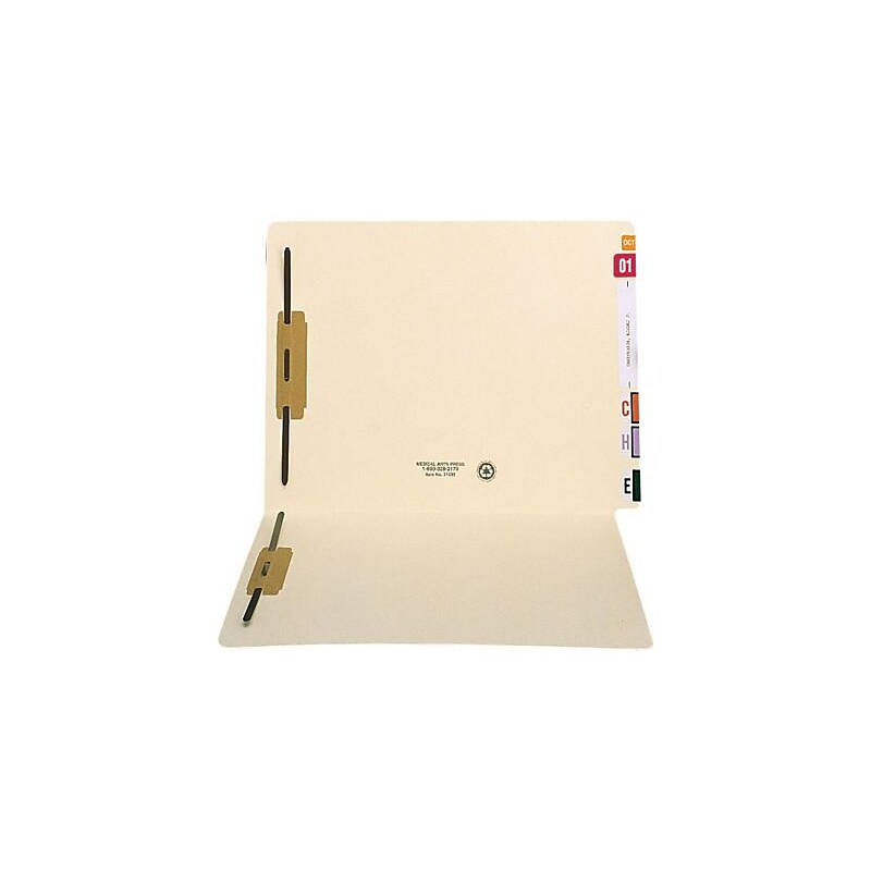 Medical Arts Press® Extended End-Tab Folders with Two Fasteners, Fastener Positions 1 & 3, 14 Pt. image 1