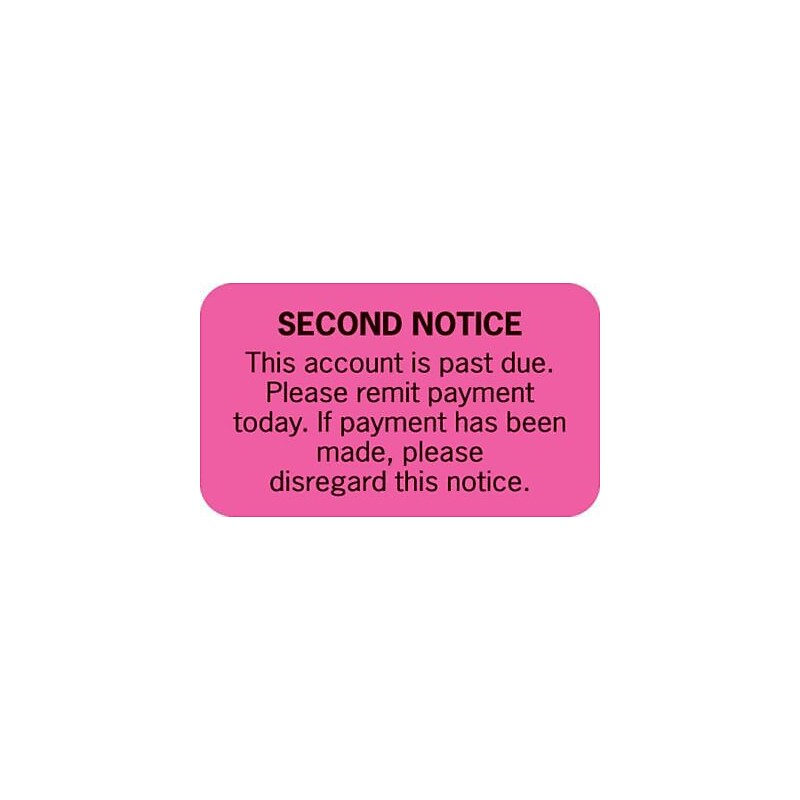Collection and Notice Collection Labels, Second Notice, Fluorescent Pink, 0.875 x 1.5 inch, 500 Labels image 1