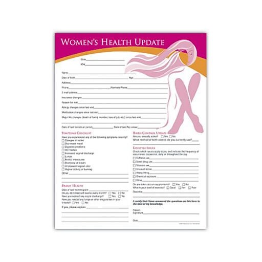 Medical Arts Press Health History Form, Women's Health History and Exam