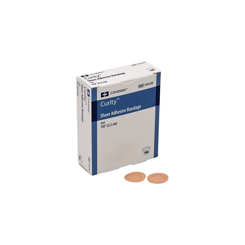 Curity 7/8” Round Spot Sheer Plastic Adhesive Bandages, 100/Box (KCFB0193LF) image 1