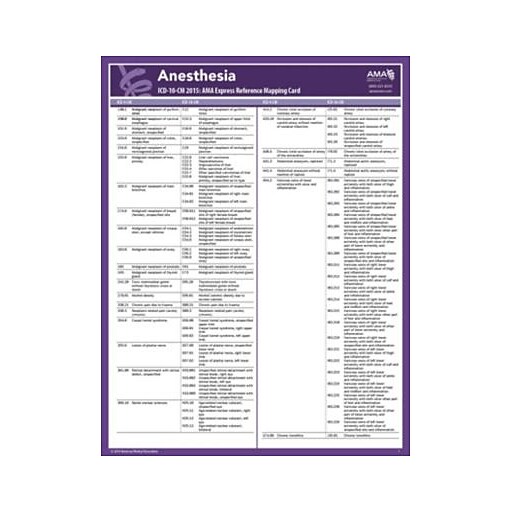 AMA ICD10 Mappings 2015 Express Reference Coding Cards Anesthesia